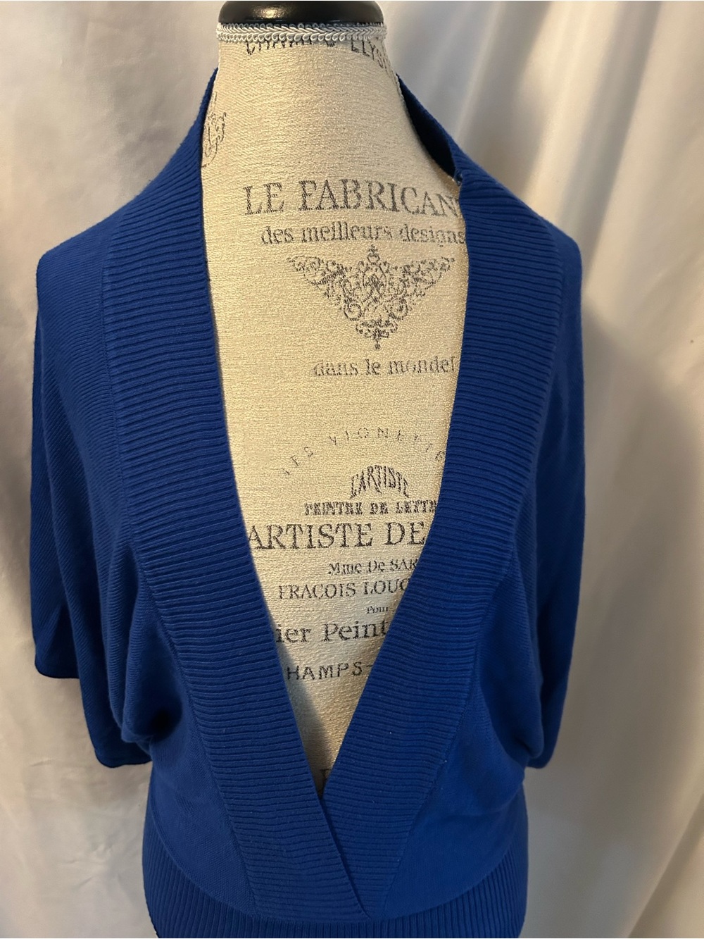 Blue Women’s Deep V Ribbed Cardigan Sweater